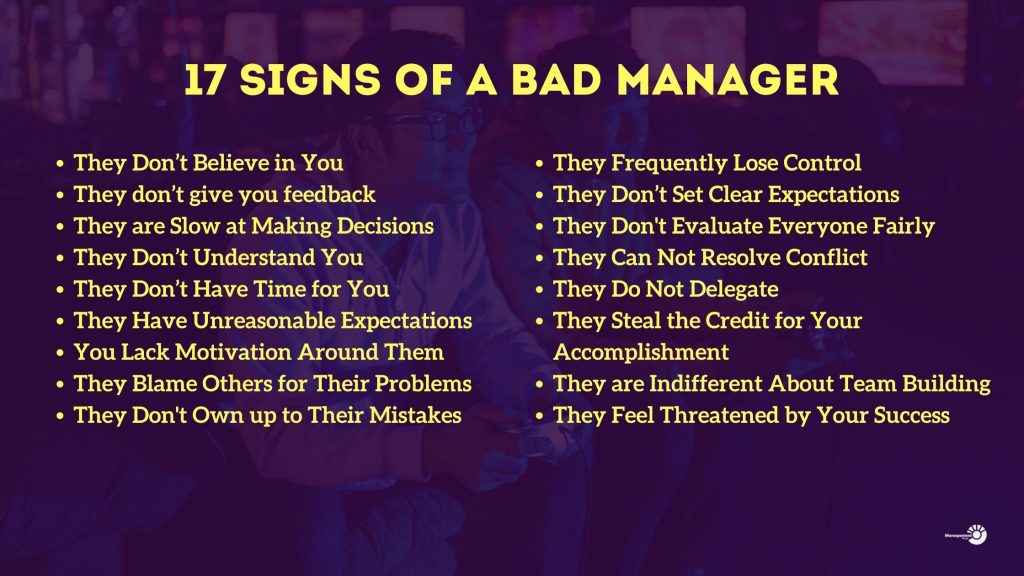 signs of bad manager